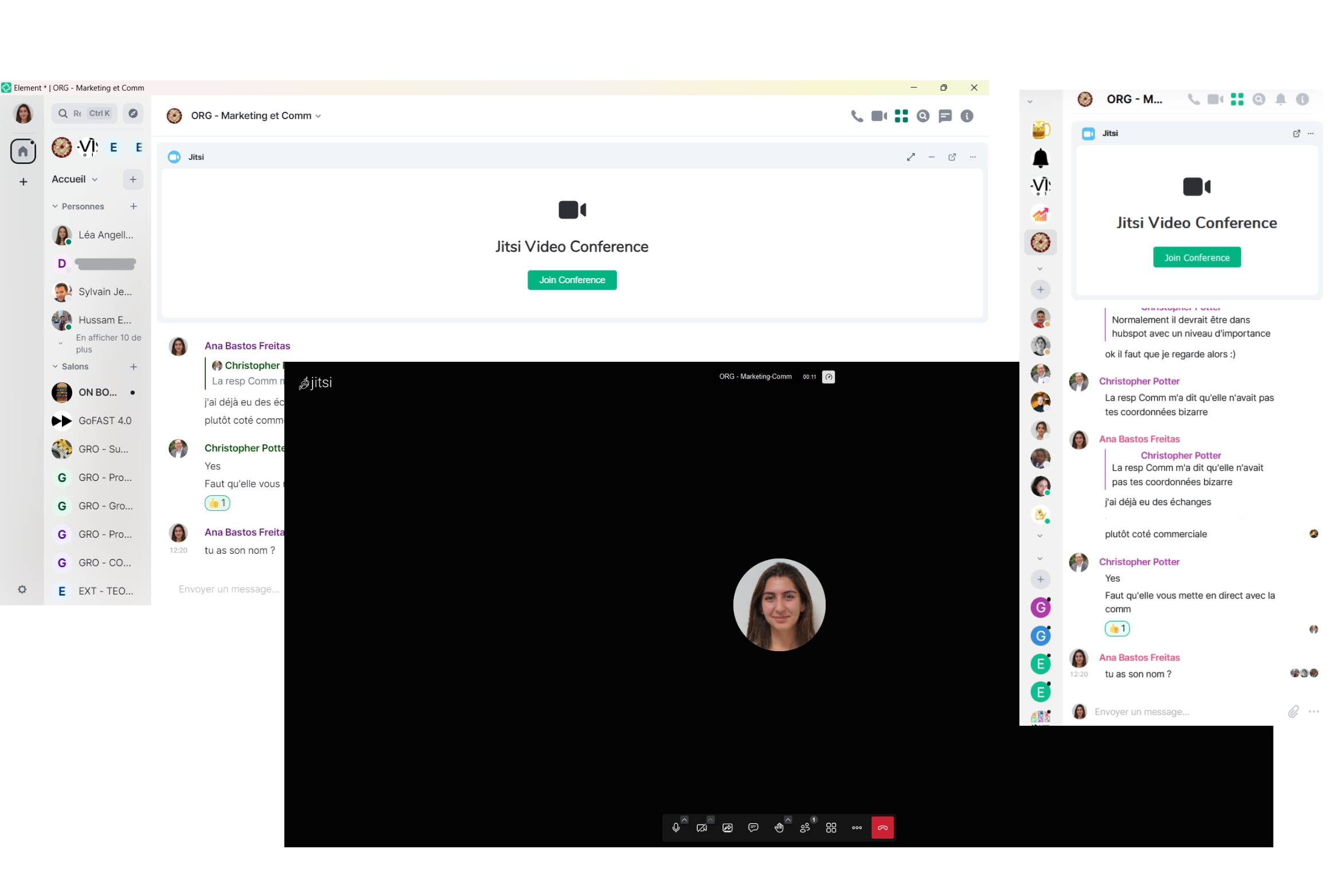 inteface de visio-conférence gofast