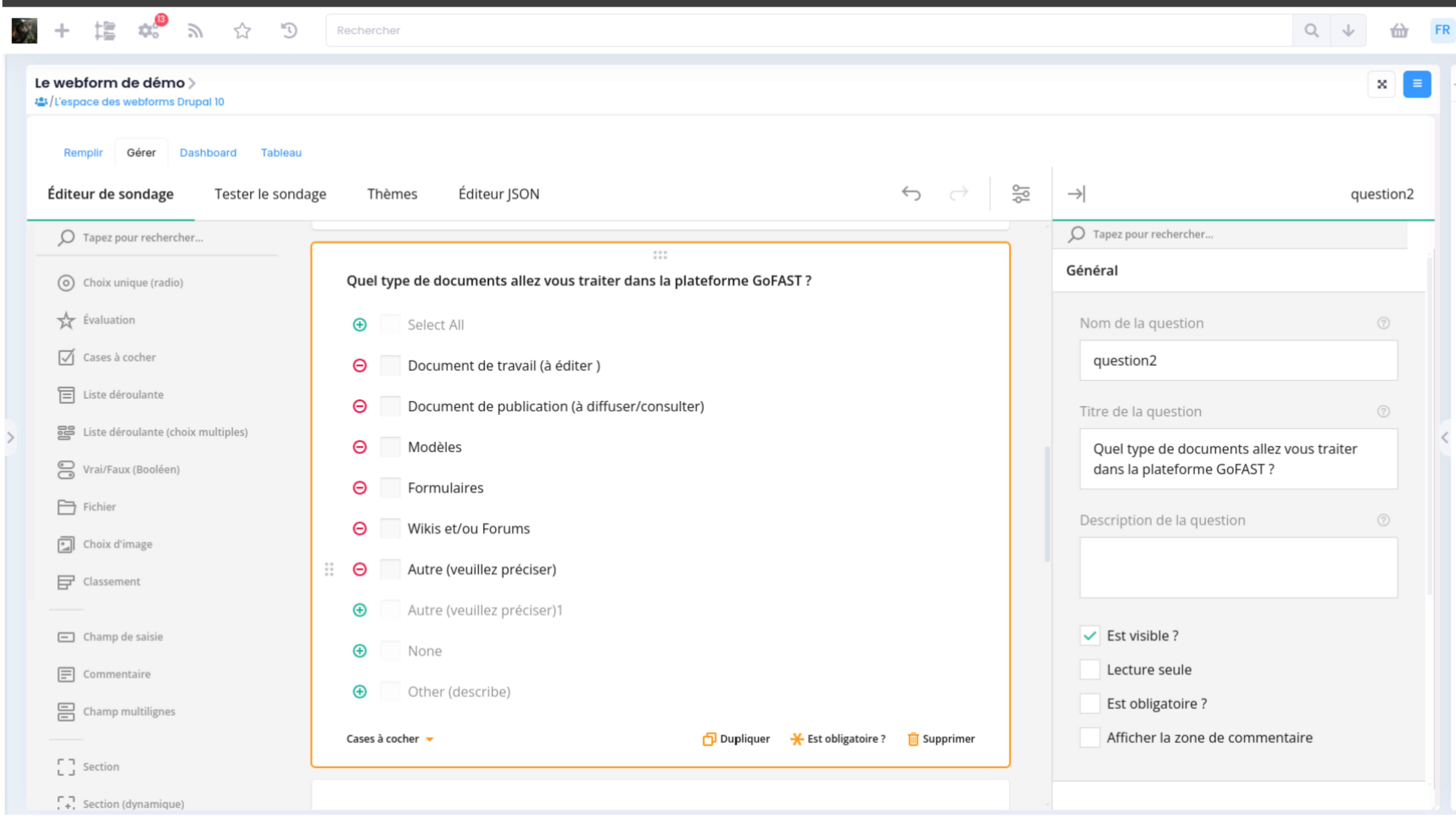 capture d'écran  gofast webform