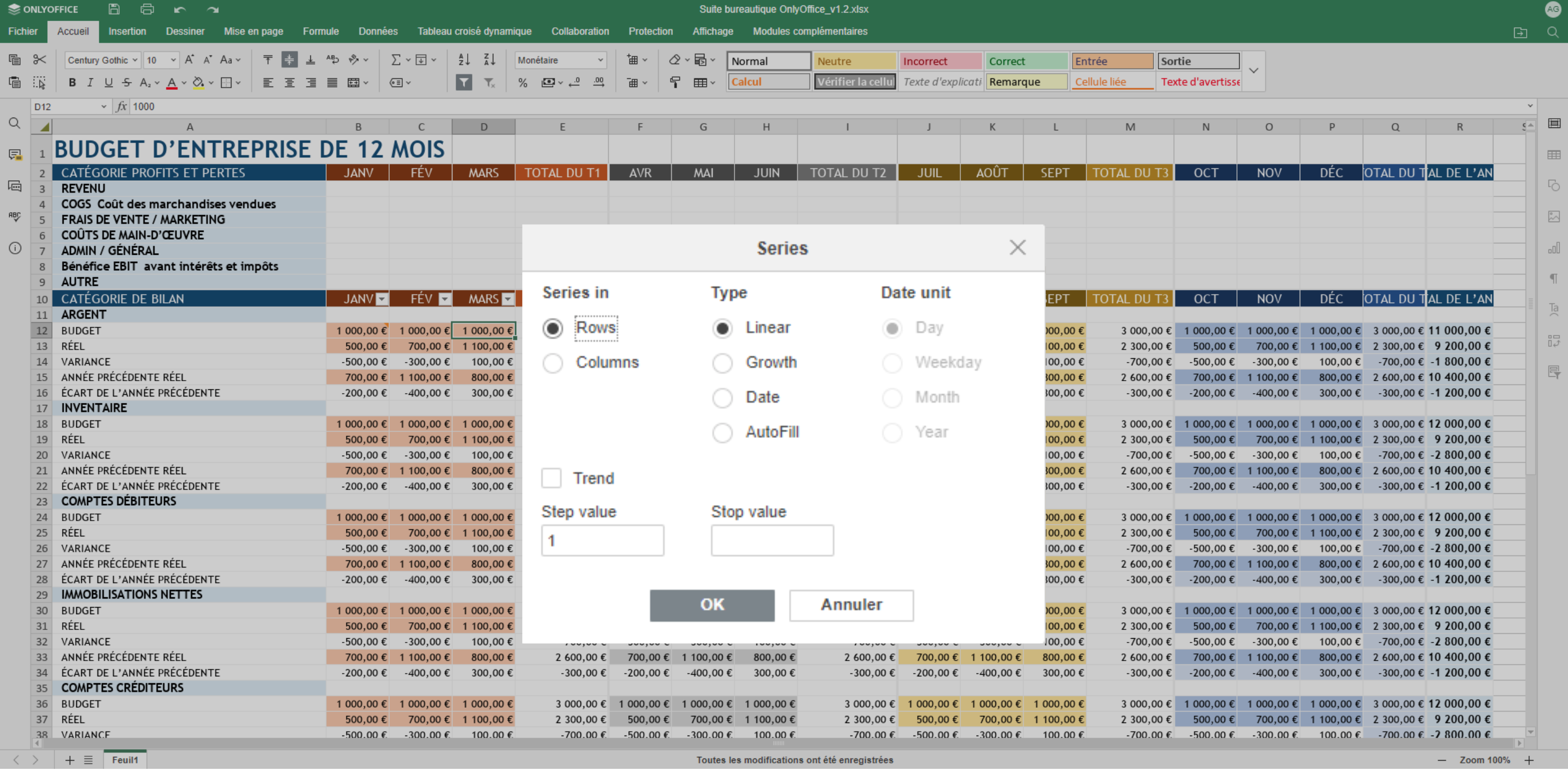 spreadsheet series feature
