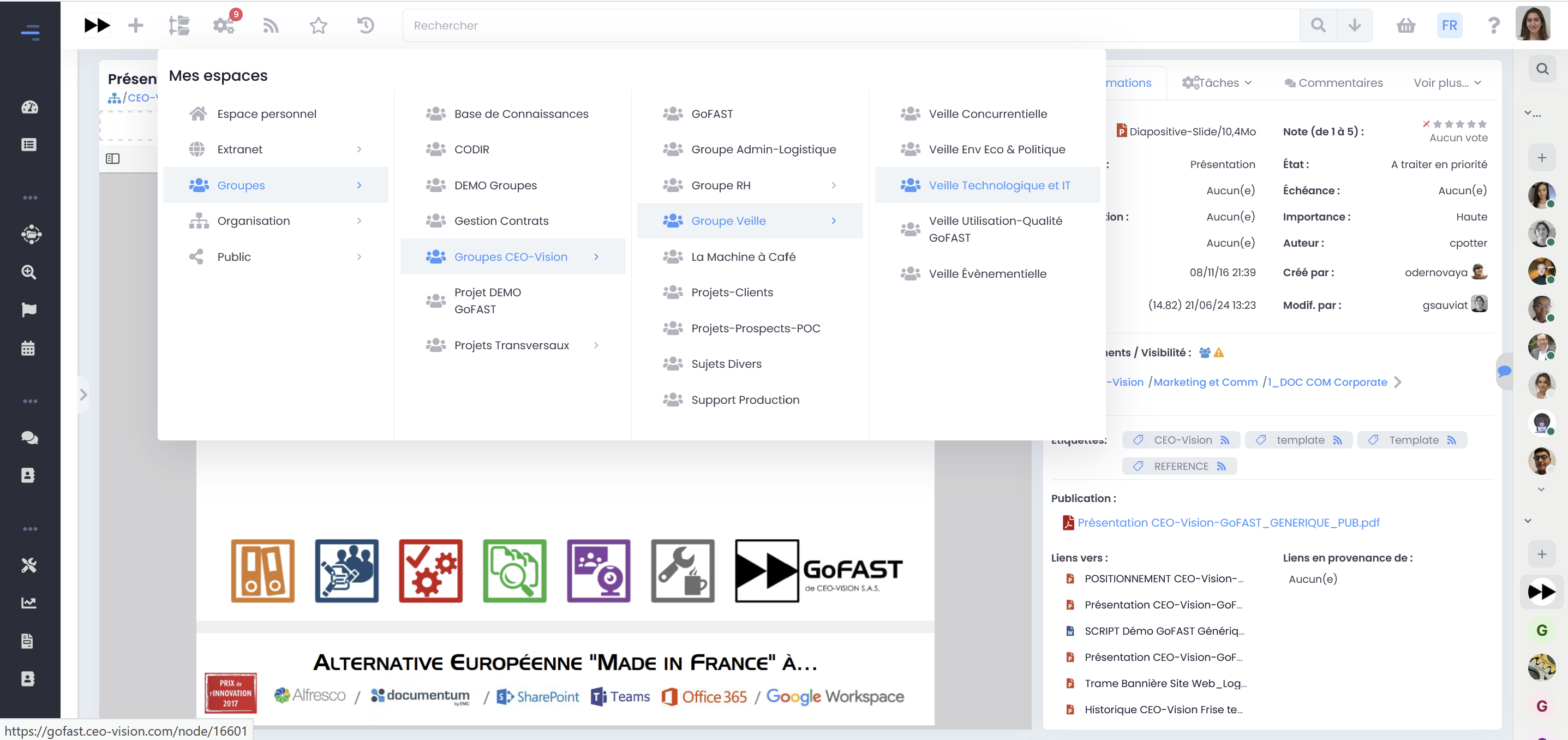 demonstration de l'explorateur de fichier