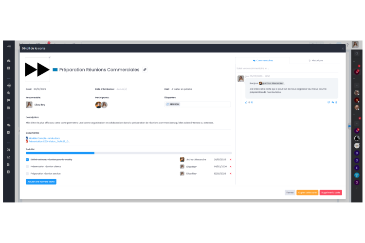 An open Kanban card: all details at your fingertips